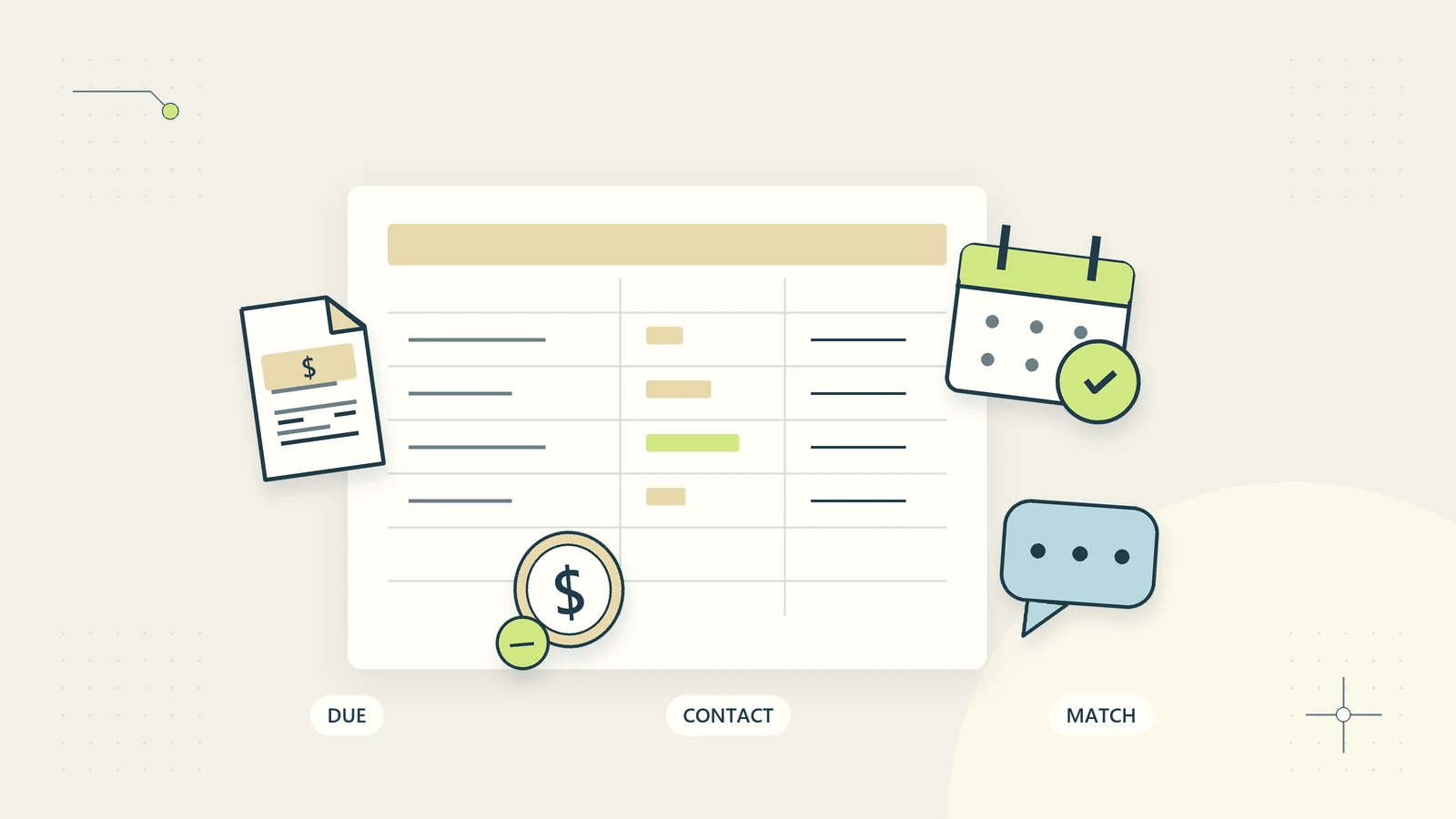 Receivables follow-up aligns due dates, client communication, and matched payment records.