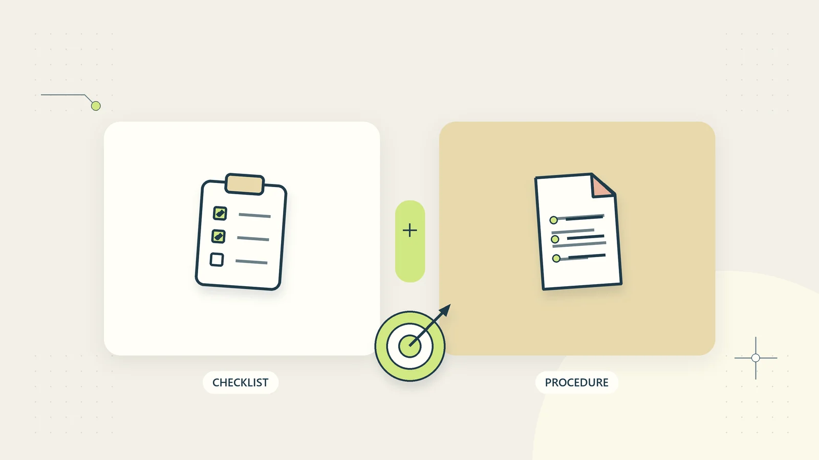 A compact checklist and a fuller operating procedure serve different needs beside a common outcome.