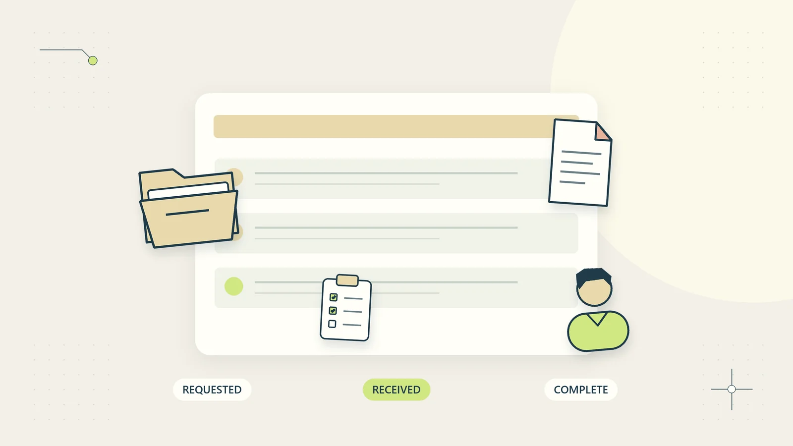 A client document request tracks requested files, receipt, and completeness without repeated chasing.
