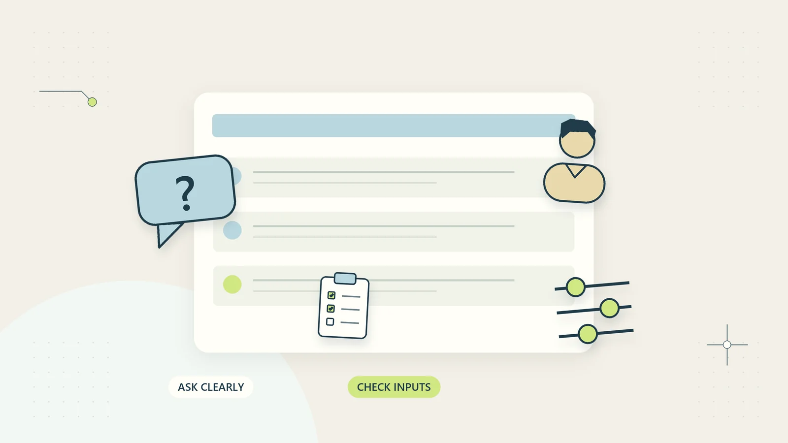 A client intake form combines plain questions, sensible input controls, and a completion check.